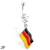 Belly Ring with Star Shaped Bottom Gem And Dangling German Flag