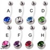 Bioplast double jeweled  belly button ring with steel balls