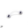 Bioplast eyebrow ring with steel balls, 14 ga