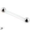 Bioplast (industrial) straight barbell with steel balls, 14 ga