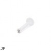 Bioplast push-in labret with clear gem, 14 ga