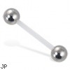 Bioplast Tongue Ring With Steel Balls, 14 Ga