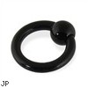 Black acrylic captive bead ring, 6 ga