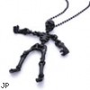 Black alloy bead necklace with skeleton pendant