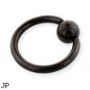 Black captive bead ring, 12 ga