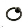 Black captive bead ring, 14 ga