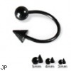 Black circular barbell with ball and cone, 16 ga