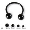 Black circular barbell with balls, 16 ga