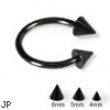 Black circular barbell with cones, 14 ga