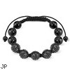 Black Crystal Clustered Bead Bracelet with Black CZ