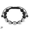 Black Crystal Clustered Bead Bracelet With Clear CZ