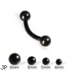 Black curved barbell with balls, 14 ga