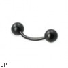 Black curved barbell with balls, 16 ga