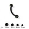 Black eyebrow ring with balls, 16 ga