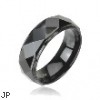 Black IP tungsten carbon ring with drop down sides