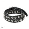 Black Leather Double Wrap Bracelet With Dome Studs