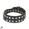 Black Leather Double Wrap Bracelet With Pyramid Studs