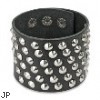 Black Leather Extra Wide Bracelet With 60 Small Steel Cone Studs