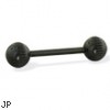 Black notched ball straight barbell, 14 ga