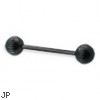 Black notched ball straight barbell, 16 ga