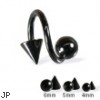 Black spiral barbell with ball and cone, 14 ga