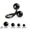 Black spiral barbell with balls, 14 ga