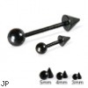 Black straight barbell with ball and cone, 16 ga