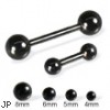 Black straight barbell with balls, 14 ga