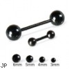 Black straight barbell with balls, 16 ga