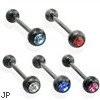 Black titanium anodized straight barbell with one jeweled ball, 14 ga