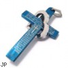 Blue colored stainless steel cross pendant with open heart