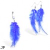 Blue Feather Belly Ring and Earring Set