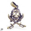 Bronze colored skull and cross bones pirate pendant