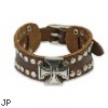 Brown Leather Bracelet With Celtic Cross And Multi Dome Studs