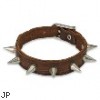 Brown Leather Bracelet With Multi Steel Spikes