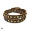 Brown Leather Double Wrap Bracelet With Pyramid Studs