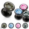 Camouflage Print Inlayed Black UV Acrylic Fake Plugs