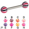 Candy tongue barbell, 14 ga