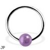 Captive Bead Ring with Amethyst Ball, 16Ga