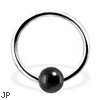 Captive Bead Ring with Black Onyx Ball, 16Ga