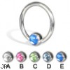 Captive Bead Ring with Cabochon Ball, 14 Ga