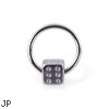 Captive bead ring with dice ball, 16 ga