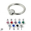 Captive bead ring with gem, 14 ga