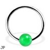 Captive Bead Ring with Jade Aventurine Ball, 16Ga