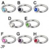 Captive bead ring with jeweled ball, 12 ga