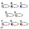 Captive Bead Ring with Jeweled Ball, 16 Ga