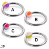 Captive bead ring with multicolor 4-section ball, 14 ga