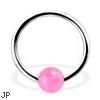 Captive Bead Ring with Rose Quartz Ball, 16Ga