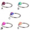 Captive bead ring with wave ball, 14 ga