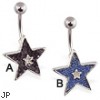 Carbon fiber & denim material star belly ring